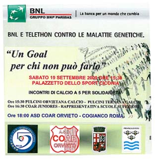 “Un goal per chi non può farlo”. COAR e Telethon protagonisti nella solidarietà