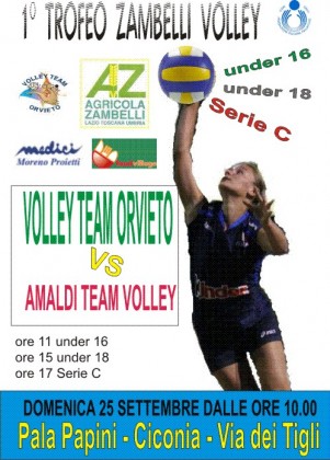 Domenica 25 settembre via al 1° Trofeo Zambelli Volley Orvieto