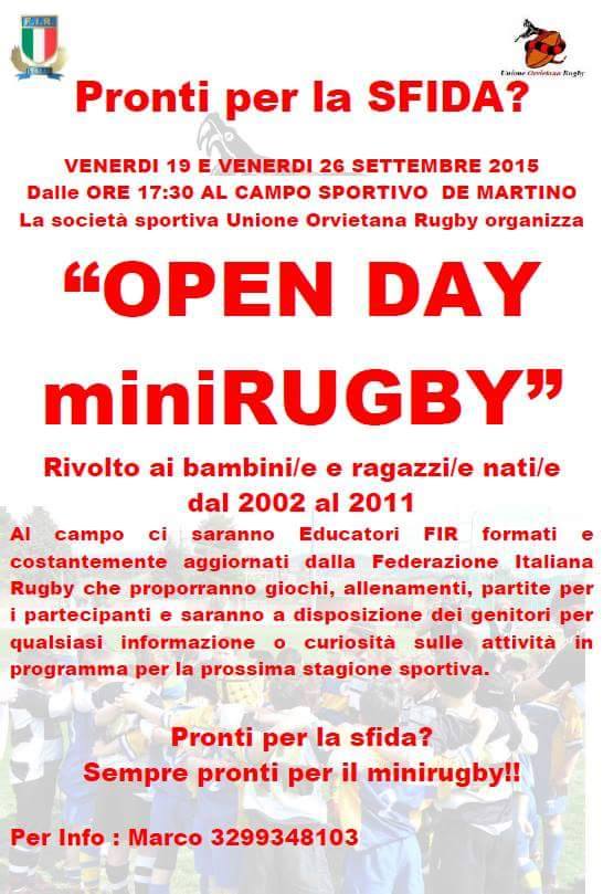 Open Day al Mini Rugby. Riparte la stagione della palla ovale