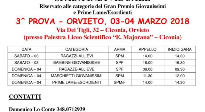 Scherma, torna a Orvieto il Trofeo Pegaso, attesi 160 schermidori